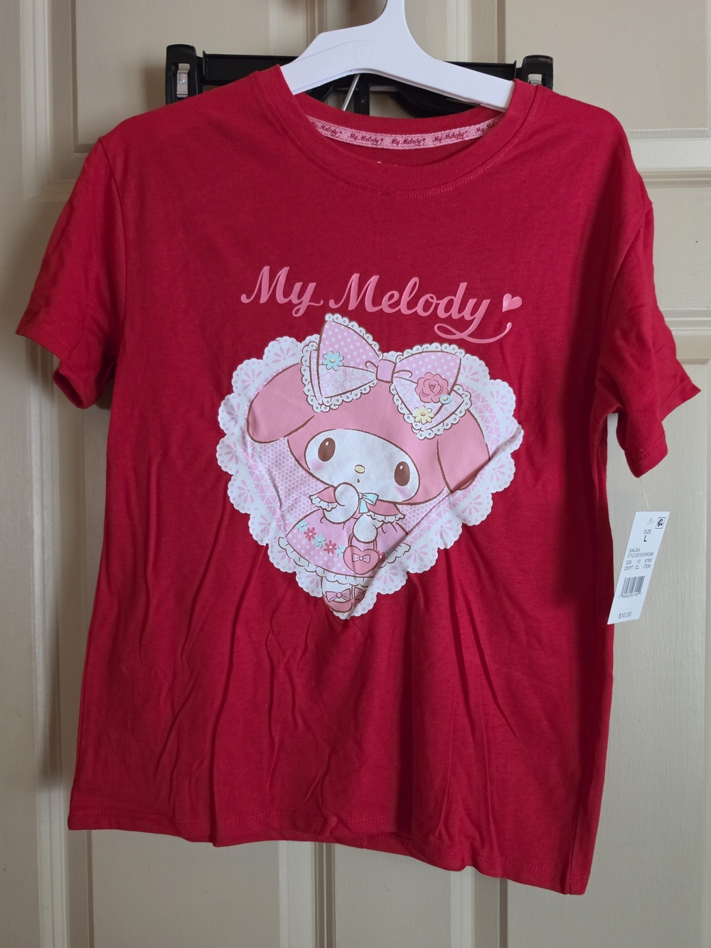 Sanrio My Melody Red Tee with Pink Graphic Heart